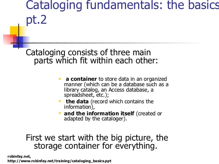 Cataloging basics