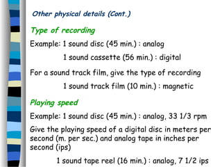 Cataloging sound recordings | PPT