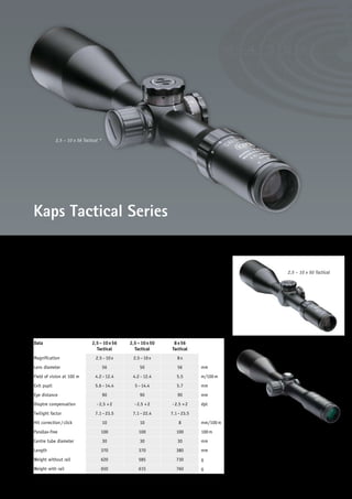 Catalog KAPS Rifle Scopes, Tactical Series | Optics Trade | 2010