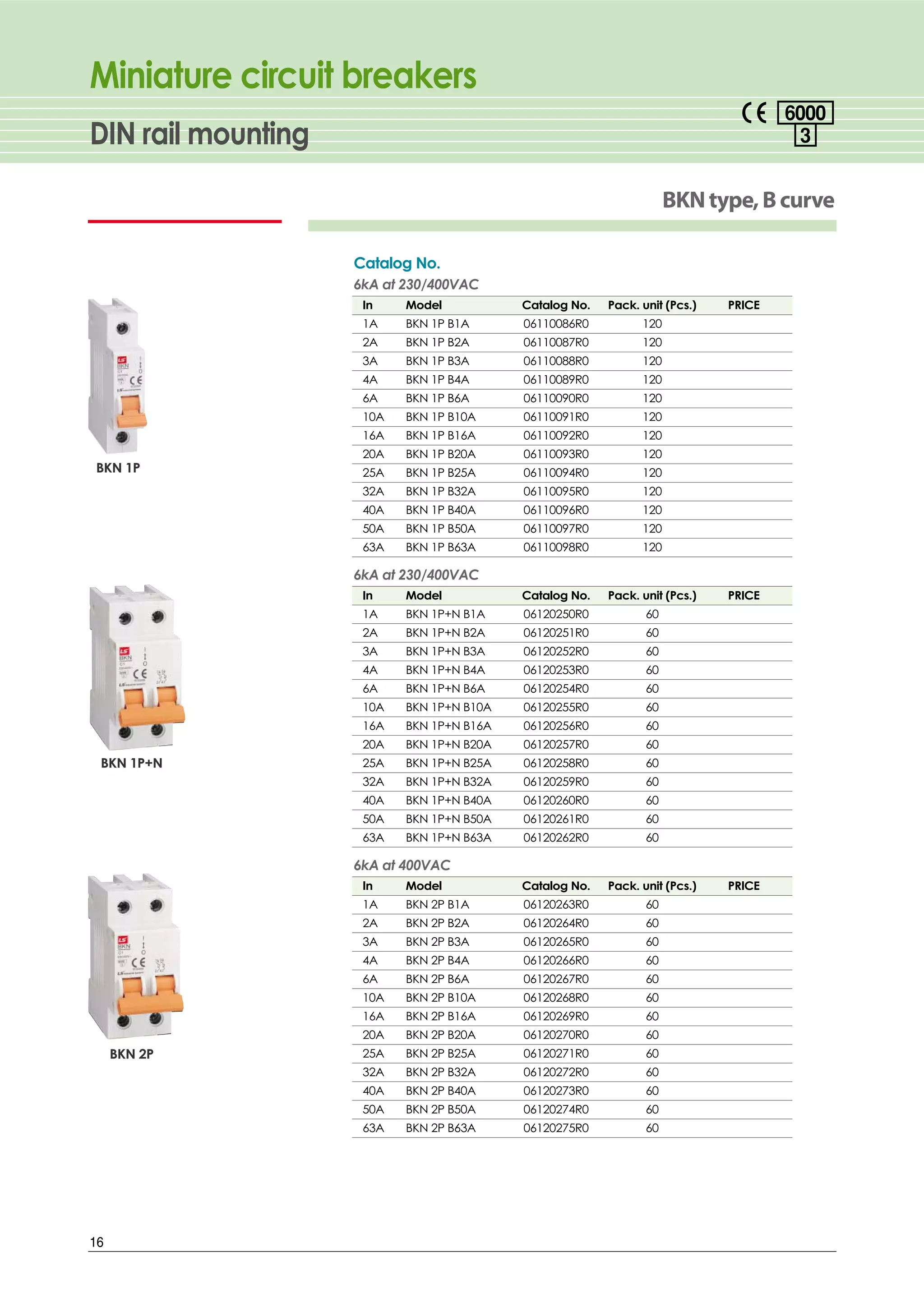 Catalog CB tép MCB 2P 3P 4P BKN BKH LS | PDF