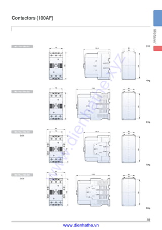 89
Contactors (100AF)
[mm]
70
140
70
140
135.8
172.3
55
60
130
55
60
130
94
70
140
94
70
140
135.8
172.3
55
60
130
55
60
130
MC-75a~100a AC
MC-75a~100a DC
MC-75a~100a AC
2a2b
MC-75a~100a DC
2a2b
1.8kg
2.7kg
1.9kg
2.8kg
www.dienhathe.xyz
www.dienhathe.vn
 