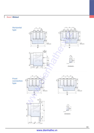 83
4- 14
Mounting hole
4- 14
Mounting hole
85 85
50
5.5230
1654520
330
354
25
25
85 85 85
50 4516520
415
439
15
2- 13
25
50
25
19.5
55
200200
483
108
5.5
45165
295
2065
3527015
(Insulation
barrier)
2- 13
4- 14
Mounting hole
4- 14
Mounting hole
85 85
50
4516520
330
354
25
25
85 85 85
50
4516520
415
439
90
1515118
13367
59.5
32.5
45165
295
2065
3515270
30
15
25
50
Horizontal
type
Front
connection
type
3P 4P
<Conductor>
3P 4P
<Conductor>
www.dienhathe.xyz
www.dienhathe.vn
 