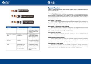 Components Detail Function
Filler Non-hygroscopic material Provided in the interstices of
three-core cable to maintain the
roundness of the cable for ease
of installation.
Inner covering or Separation Polyethylene (PE) or Polyvinyl Provide the protection to the
sheath Chloride (PVC) insulated core and separate the
different metal to prevent the
corrosion of metal due to
galvanic effect.
Lead sheath Lead Alloy Perfect moisture barrier. Protect
the underlying components from
oil, petrochemical and sulfides.
Armour Aluminium tape or wire Provide additional mechanical
(for single-core cable) protection to the cable. Suitable
Galvanized steel tape or wire for direct burial installation
(for three-core cable) where mechanical load is
expected.
Special Function
In addition to the above cable construction, customer can request the special functions to provide superior protection and
ensure the long life of the cables.
Waterblocking property for conductor and/or shield
The waterblocking for conductor and/or metallic shield has advantage for reducing the length of water penetration
along the cable when it is exposed to water. This limits the damage of the cable to be changed or repaired. The waterblocking
property for conductor and metallic shield is achieved by adding water swellable material inside the conductor and under/over
the metallic shield respectively.
Special oversheath for flame retardant
In case of installing the cable where flame retardant property is required, cables with special oversheath such as
flame retardant polyvinyl chloride (FRPVC) can be supplied. These cables can be designed to meet international standard such
as IEC 60332-3-24 (Category C) or IEC 60332-3-22 (Category A).
Special oversheath for low smoke/fume and zero corrosive gas
Where special safety is required in case of fire, the special oversheath which has flame retardant property but emit
low smoke/fume and no corrosive gas during combustion can be supplied. These cables shall meet the requirement of smoke
density according to IEC 61034 and zero corrosive gas according to IEC 60754.
Termite repellant and rodent repellent
Special additive which has termite and/or rodent repellent properties can be mixed to the oversheath to enable the
oversheath to be termite and/or rodent repellent cable.
Graphite or extruded semi-conductive oversheath
In order to facilitate the checking of the integrity of the oversheath after installation by using voltage test, the graphite
coating or extruded semi-conductive compound can be applied over the oversheath. The graphite and semi-conductive oversheath
shall acts as the electrode around the oversheath for the voltage test of the oversheath.
Color oversheath and UV sunlight resistance
Besides black color oversheath, the other color such as Red can be requested. For cables with colored oversheath,
the UV sunlight resistance should be request to prevent the deterioration from UV sunlight resistance. The black oversheath is
UV sunlight resistant by its own. Where applicable, our recommendation for oversheath is to be black color.
 