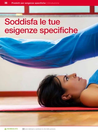 36   Prodotti per esigenze specifiche | Introduzione




Soddisfa le tue
esigenze specifiche




               30 anni dedicati a cambiare la vita delle persone
 