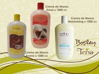 Crema de Manos
             Fresa x 1000 cc


                            Crema de Manos
                           Moisturizing x 1000 cc




Crema de Manos
Avena x 1000 cc
 