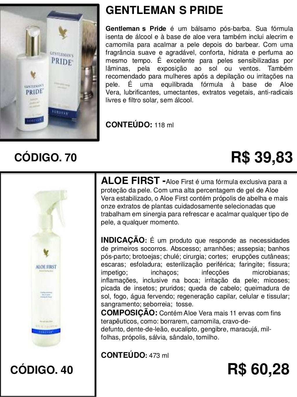 Catalogo de Produtos Forever Living