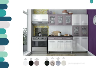 393
champanhe
190
branco
41
granito
ubatuba
45
mármore
cinza
392
preto
44
alicante
47
carrara
* cores disponíveis apenas para portas com vidro
e frente de gavetas, corpo do móvel apenas na cor branca
11
 