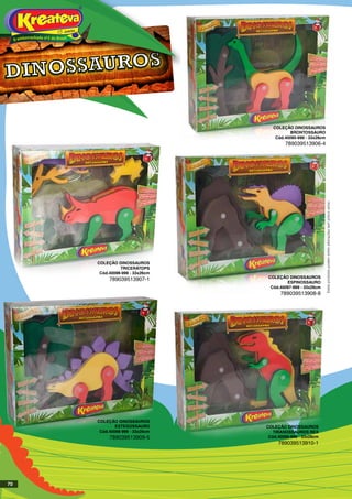 COLEÇÃO DINOSSAUROS
BRONTOSSAURO
Cód.40095-999 - 33x26cm
789039513906-4
COLEÇÃO DINOSSAUROS
TRICERÁTOPS
Cód.40096-999 - 33x26cm
789039513907-1
COLEÇÃO DINOSSAUROS
TIRANOSSAUROS REX
Cód.40099-999 - 33x26cm
789039513910-1
COLEÇÃO DINOSSAUROS
ESPINOSSAURO
Cód.40097-999 - 33x26cm
789039513908-8
COLEÇÃO DINOSSAUROS
ESTEGOSSAURO
Cód.40098-999 - 33x26cm
789039513909-5
Estesprodutospodemsofreralteraçõessemprévioaviso.
70
 