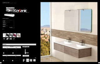 225 286
Mín.
200 mm.
Máx.
280 mm.
Mín. 100 mm.
Máx. 330 mm.
65 mm.
Système de vidage
complet chromé
BONDE & SIPHON
Prix 67
Lampe incluse
300
Lampe incluse F
600
Lampe incluse F
Lampe incluse
ECLAIRAGE
EVA IRENE
Prix 53 Prix 53
ESTHER SOFIA
Prix 53 Prix 79
Options
Robinetterie en option. P. 137
COMPOSITION DUO 140
Composition comprenant:
- 2 x Meuble bas supérieurs DUO 70 Chêne	 560
101 21 070
- Plan vasque AMBAR double 140	 445
506 01 142
- Miroir SIGMA 140	 170
290 00 140
- 2 x Applique ESTHER	 106
400 00 121
	 L’ensemble 1.281
eco taxe 3.72 € HT
Tiroir
cotés métalliques tiroir à fermeture
ralentie
finition brillante finition mélamine
structuré
FINITIONS
BLANC AUBERGINEGRISNOIR CHÊNE
70
70
24
24
45
140
140,5
65
44 45
 