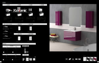 Mín.
200 mm.
Máx.
280 mm.
Mín. 100 mm.
Máx. 330 mm.
65 mm.
Système de vidage
complet chromé
Robinetterie en option. P. 137
225 286
BONDE & SIPHON
Prix 67
Lampe incluse
300
Lampe incluse F
600
Lampe incluse F
Lampe incluse
ECLAIRAGE
EVA IRENE
Prix 53 Prix 53
ESTHER SOFIA
Prix 53 Prix 79
Options
SERIE OLA 2 80
Ref. OL-801 Ref. OL-811 Ref. OL-813 Ref. OL-806
- Meuble suspendu OLA 80 	 385
- Plan vasque au choix (à préciser)	 235
- Miroir CLIMA 60 	 100
- Applique EVA 	 53
	 773
	 + eco taxe: 2.41 € HT
- Meuble suspendu OLA 80 	 385
- Plan vasque au choix (à préciser)	 235
- Miroir LEEDS anti-buée 100 	 265
	 885
	 + eco taxe: 2.08 € HT
- Meuble suspendu OLA 80 	 385
- Plan vasque au choix (à préciser)	 235
- Miroir SIGMA 80 	 110
	 730
	 + eco taxe:2.41 € HT
- Meuble suspendu OLA 80 	 385
- Plan vasque au choix (à préciser)	 235
- 2 x Colonne (couleur a préciser)	 236
- 2 x Porte miroir 	 132
	 988
	 + eco taxe: 3.40 € HT
60
80
79
46 46 46 46
48
45
100
65
80
80
79 79
48 48
45 45
80
40 40
79
48
45
JADE 80
TOPACIO 80
80,5
6
45,5
TURÍN 80
81
46
1,9
81
46
1,8
Résine de synthèse brillante
Céramique extra plat
Verre blanc teinté dans la masse
Plans vasques possible
Ref. OL-ST 30 MRef. OL-ST 30
Colonne avec porte miroir reversibleColonne avec porte assortie reversible
223 eco taxe: 1.16 € HT+ eco taxe: 1.16 € HT+241
cotés métalliques tiroir à fermeture
ralentie
porte à fermeture
ralentie
finition brillante
front laqué
ou le bord latéral
effetverre
FINITIONS
BLANC AUBERGINEGRISNOIR
Ref. OL-ST 15 M
Colonne avec porte miroir reversibleColonne avec porte assortie reversible
80
80 80
80
15
30 30
1535
35 35
35
eco taxe: 0.66 € HT+166 eco taxe: 0.66 HT+184
Ref. OL-ST 15
101100
 