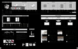 80,5 81
81
45,5 4646
60
70
100
80
60
100
80
réversible réversible
79
48
45
Tiroir Porte
80
15 35
80
30 35
80
35
25 cm
35 cm 15 cm
80
cm
25 cm
35 cm 30 cm
80
cm
AUXILIAIRES
C O L O N N E H A U T E O U V E R T E PORTE COLONNE
FOND 15 cm FOND 30 cm
Finition Référence Prix eco taxe Finition Référence Prix eco taxe Finition Référence Prix eco taxe
BLANC 101 01 435 118 0.33 BLANC 101 01 436 175 0.83 BLANC 101 01 535 48 0.33
NOIR 101 02 435 118 0.33 NOIR 101 02 436 175 0.83 NOIR 101 02 535 48 0.33
GRIS 101 03 435 118 0.33 GRIS 101 03 436 175 0.83 GRIS 101 03 535 48 0.33
AUBERGINE 101 04 435 118 0.33 AUBERGINE 101 04 436 175 0.83 AUBERGINE 101 04 535 48 0.33
MIROIR 101 00 535 66 0.33
- 	Caisson suspendu ép. 16 mm finition brillante.	
- Suspentes règlables en hauteur et en profondeur avec
système anti-décrochement.
- 2 tiroirs règlables cotés métalliques à extraction totale
et fermeture ralentie.
- Façades 16 mm finition brillante chants renforcés.
- 	Grandes poignées alu.
89 cm
54 cm
conseillé
75 cm
conseillé
45 cm79 cm
48 cm
évacuation
EU
69 cm
Robinetterie en option. P. 137
EVA
Référence Prix
400 00 011 53
HALOGENES
IRENE
Référence Prix
400 00 111 53
LEDS
SOFIA
Référence Prix
400 00 141 79
LEDS
ESTHER
Référence Prix
400 00 121 53
LEDS
6030
Lampe incluse
Lampe incluse Lampe incluse F
Lampe incluse
ECLAIRAGE
PLANS VASQUES
45,5 cm
19 cm
80,5 cm
46 cm
19 cm
81 cm
46 cm
81 cm
15 cm
Descriptif produit:
cotés métalliques tiroir à fermeture
ralentie
porte à fermeture
ralentie
finition brillante
front laqué
ou le bord latéral
effetverre
Mín.
200 mm.
Máx.
280 mm.
Mín. 100 mm.
Máx. 330 mm.
65 mm.
Système de vidage
complet chromé
BONDE & SIPHON
Réf. 410 00 101 Prix 67
OLA 2
80
65
80
35 35
15
FINITIONS
BLANC AUBERGINEGRISNOIR
O L A 2 8 0 P L A N V A S Q U E M I R O I R S A R M O I R E
TURÍN céramique extra plat TOPACIO résine de synthèse JADE verre blanc teinté dans la masse C L I M A S I G M A L E E D S a n t i - b u é e D U O
Finition Référence Prix taxe Référence Prix eco taxe Référence Prix eco taxe Référence Prix eco taxe Référence Prix eco taxe Référence Prix eco taxe Référence Prix eco taxe Finition Prix eco taxe
BLANC 109 01 080 385 1.25 500 01 080 235 0.83 505 01 080 235 0.83 504 01 080 235 0.83 230 00 060 100 0.33 290 00 080 110 0.33 246 00 060 245 - COLONNE fond 15 cm 2x118 2x0.33
NOIR 109 02 080 385 1.25 230 00 070 130 0.33 246 00 100 265 - PORTE MIROIR 2x66 2x0.33
GRIS 109 03 080 385 1.25 230 00 100 160 0.83 Miroir de 5 mm sur support en bois avec
suspentes reglables
A leds rétro-éclairé
IP 44 / anti-buée
L’ensemble 368 1.32
AUBERGINE 109 04 080 385 1.25 Verre de 4 mm cadre bois
Céramique extra plat Résine de synthèse brillante Verre blanc teinté dans la masse
JADETOPACIOTURÍN
102 103
 