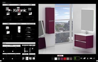 Mín.
200 mm.
Máx.
280 mm.
Mín. 100 mm.
Máx. 330 mm.
65 mm.
Système de vidage
complet chromé
225 286
BONDE & SIPHON
Prix 67
Lampe incluse
300
Lampe incluse F
600
Lampe incluse F
Lampe incluse
ECLAIRAGE
EVA IRENE
Prix 53 Prix 53
ESTHER SOFIA
Prix 53 Prix 79
Options
Robinetterie en option. P. 137
SERIE IKARO 80
Ref. IK-801
70
80
60
46
79
- Meuble suspendu IKARO 80 	 535
- Plan vasque au choix (à préciser)	 235
- Miroir CLIMA 80 	 130
- Applique EVA 	 53
	 953
	 + eco taxe: 2.83 € HT
Ref. IK-809
60
80
60
46
79
14
- Meuble suspendu IKARO 80 	 535
- Plan vasque au choix (à préciser)	 235
- 2xArmoire de toilette DOMINO 40*	 218
- Applique EVA 	 53
	 1041
	 + eco taxe: 3.16 € HT
* Blanc ou Aluminium.
Plans vasques possible
JADE 80
TOPACIO 80
80,5
6
45,5
TURÍN 80
81
46
1,9
80
46
1,8
Résine de synthèse brillante
Céramique extra plat
Verre blanc teinté dans la masse
Colonne IKARO
299 +
eco taxe
1.25 € HT
125
32
38
Colonne suspendu
2 portes
Ref. IK-811
60
46
79
- Meuble suspendu IKARO 80 	 535
- Plan vasque au choix (à préciser)	 235
- Miroir LEEDS anti-buée 80 	 265
	 1035
	 + eco taxe: 2.35 € HT
80
100
Ref. IK-813
60
46
79
- Meuble suspendu IKARO 80 	 535
- Plan vasque au choix (à préciser)	 235
- Miroir SIGMA 80 	 110
	 880
	 + eco taxe: 2.83 € HT
Certifié PEFC
Ce produit est issu
de forêts gérées
durablement et de
sources contrôlées.
pefc-france.org
cotés métalliques tiroir à fermeture
ralentie
porte à fermeture
ralentie
finition brillante finition mélamine
structuré
275 mm.
80 mm.
80 mm.
80 mm.
4 trous
Ø5 mm.
Jeu de 4 pieds chromés
PIEDS
Prix 54 taxe 0.04
65
80
BLANC GRIS SOURIS ROUGE CHÊNENOIR CHÊNE GRISAUBERGINE
FINITIONS
NOUVEAUTE
COULEUR 2015
115114
 