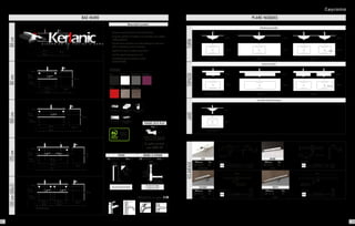 EVA
Référence Prix
400 00 011 53
HALOGENES
IRENE
Référence Prix
400 00 111 53
LEDS
SOFIA
Référence Prix
400 00 141 79
LEDS
ESTHER
Référence Prix
400 00 121 53
LEDS
6030
- Caisson suspendu épaisseur 16mm laqué brillant
- Suspentes réglables en hauteur et en profondeur avec système
antidécrochement
- 2 grands tiroirs réglables avec côtés métalliques à extraction
totale et fermeture ralentie silencieuse
- Façades des tiroirs en médium laqué 18mm
- 1 grande poignée transversale en alu.
- Possibilité de poser le meuble sur pieds
(réf 412 00 235)
46 cm
15 cm
PLANS VASQUESBAS IKARO
82 cm
conseillé
55 cm
conseillé
14 cm
69 cm
46 cm
60 cm
évacuation
EU
79 cm
82 cm
conseillé
55 cm
conseillé
14 cm
49 cm
46 cm
60 cm
évacuation
EU
59 cm
82 cm
conseillé
55 cm
conseillé
14 cm
89 cm
46 cm
60 cm
évacuation
EU
99 cm
82 cm
conseillé
55 cm
conseillé
14 cm
109 cm
46 cm
60
cm
évacuation
EU
119 cm
évacuation
EU
60 cm
conseillé
* Verison 4 tiroirs
49 cm
46 cm
60 cm
évacuation
EU
59 cm
82 cm
conseillé
55 cm
conseillé
14 cm
49 cm
évacuation
EU
59 cm
FINITIONS
BLANCNOIR GRIS SOURIS
ROUGE CHÊNE CHÊNE GRIS
AUBERGINE
Certifié PEFC
Ce produit est issu
de forêts gérées
durablement et de
sources contrôlées.
pefc-france.org
cotés métalliques tiroir à fermeture
ralentie
porte à fermeture
ralentie
finition brillante finition mélamine
structuré
Robinetterie en option. P. 137
275 mm.
80 mm.
80 mm.
80 mm.
4 trous
Ø5 mm.
Jeu de 4 pieds chromés
Mín.
200 mm.
Máx.
280 mm.
Mín. 100 mm.
Máx. 330 mm.
65 mm.
Système de vidage
complet chromé
PIEDS BONDE & SIPHON
Réf. 412 00 235 Prix 54 Réf. 410 00 101 Prix 67
Lampe incluse
Lampe incluse Lampe incluse F
Lampe incluse
ECLAIRAGE
60cm80cm100cm120cm120cm(60x2)
61 - 81 - 101 cm
45 cm
19 cm
120,5 cm60,5 - 80,5 - 100,5 cm
45 cm
19 cm
120,5 cm
45 cm
19 cm
30 cm
46 cm 46 cm 46 cm
19 cm 19 cm 19 cm
61 - 81 - 101 cm 121 cm121 cm
30 cm
Descriptif produit:
VIDAGE EXTA PLAT
Prix 28
32
Système de vidage extra plat
uniquement pour IKARO 120
Le siphon est livré
avec IKARO 120
TURÍN
Céramique extra plat
TOPACIO
résine de synthèse
JADE
verre blanc teinté dans la masse
126 127
 