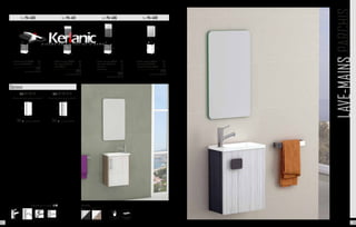 LAVE-MAINSPARCHIS
porte à fermeture
ralentie
finition mélamine
structuré
Ref. PA-401 Ref. PA-406 Ref. PA-409Ref. PA-400
52,5 52,5 52,552,5
22 22 222239 39 3939
40 40 4040
40
70
- Meuble suspendu PARCHIS 	 100
- Plan vasque DOMINO 40	 89	
	 189
	 + eco taxe: 1.16 € HT
- Meuble suspendu PARCHIS 	 100
- Plan vasque DOMINO 40	 89	
- Miroir TAO 70 	 60
	 249
	 + eco taxe:1.49 € HT
- Meuble suspendu PARCHIS 	 100
- Plan vasque DOMINO 40	 89	
- Armoire de toilette DOMINO	 109
	 298
	 + eco taxe: 1.49 € HT
- Meuble suspendu PARCHIS 	 100
- Plan vasque DOMINO 40	 89	
- Colonne 15	 118
- Porte miroir	 66
	 373
	 + eco taxe: 1.82 € HT
80
35 15
60
40 14
Options
Ref. OL-ST 15 M
Colonne avec porte miroir reversibleColonne avec porte assortie reversible
80 80
15 1535 35
eco taxe: 0.66 € HT+166 eco taxe: 0.66 HT+184
Ref. OL-ST 15
NOIR BEIGE
FINITIONSRobinetterie en option. P. 137
134 135
 