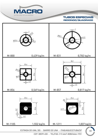 ESTRADA DO UNA, 305 - BAIRRO DO UNA - ITAQUAQUECETUBA/SP
CEP: 08599-650 - TEL/FAX: (11) 4647-8080/4644-1931
___
TUBOS ESPECIAIS
REDONDO/QUADRADO
19
 