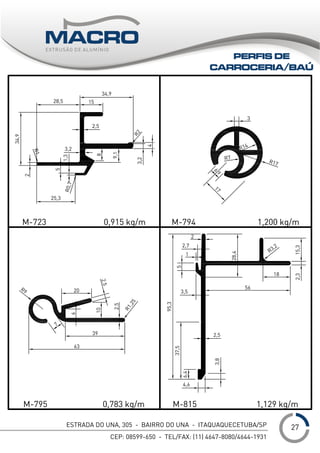 ESTRADA DO UNA, 305 - BAIRRO DO UNA - ITAQUAQUECETUBA/SP
CEP: 08599-650 - TEL/FAX: (11) 4647-8080/4644-1931
___1
PERFIS DE
CARROCERIA/BAÚ
27
 