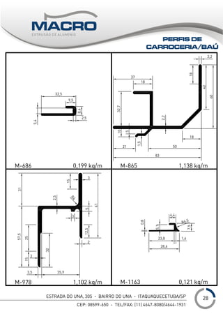 ESTRADA DO UNA, 305 - BAIRRO DO UNA - ITAQUAQUECETUBA/SP
CEP: 08599-650 - TEL/FAX: (11) 4647-8080/4644-1931
___1
PERFIS DE
CARROCERIA/BAÚ
28
 