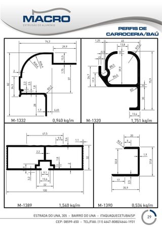 ESTRADA DO UNA, 305 - BAIRRO DO UNA - ITAQUAQUECETUBA/SP
CEP: 08599-650 - TEL/FAX: (11) 4647-8080/4644-1931
___1
PERFIS DE
CARROCERIA/BAÚ
29
 