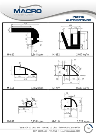 ESTRADA DO UNA, 305 - BAIRRO DO UNA - ITAQUAQUECETUBA/SP
CEP: 08599-650 - TEL/FAX: (11) 4647-8080/4644-1931
___1
PERFIS
AUTOMOTIVOS
34
 