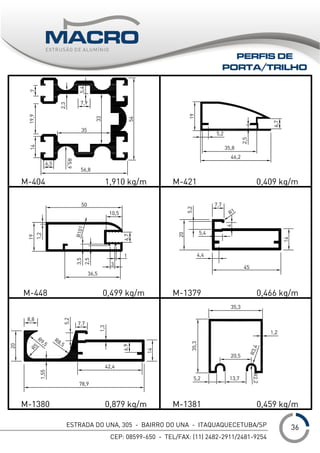 ESTRADA DO UNA, 305 - BAIRRO DO UNA - ITAQUAQUECETUBA/SP
CEP: 08599-650 - TEL/FAX: (11) 2482-2911/2481-9254
___1
PERFIS DE
PORTA/TRILHO
36
 