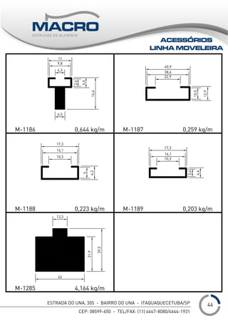 ESTRADA DO UNA, 305 - BAIRRO DO UNA - ITAQUAQUECETUBA/SP
CEP: 08599-650 - TEL/FAX: (11) 4647-8080/4644-1931
___1
ACESSÓRIOS
LINHA MOVELEIRA
44
 