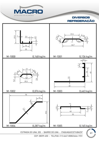 ESTRADA DO UNA, 305 - BAIRRO DO UNA - ITAQUAQUECETUBA/SP
CEP: 08599-650 - TEL/FAX: (11) 4647-8080/4644-1931
___1
DIVERSOS
REFRIGERAÇÃO
61
 