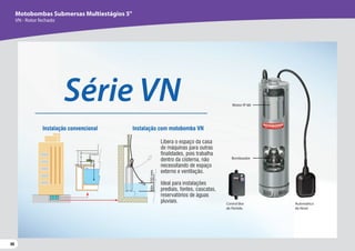 88
88
88
Motobombas Submersas Multiestágios 5"
VN - Rotor fechado
Min.
100
mm
Motor IP-68
Bombeador
Control Box
de Partida
Automático
de Nível
Série VN
 