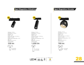 K
Temperatura de Color
Residencial Comercial
3,000
Luz Cálida
28
Spot Magnético Cilíndrico Spot Magnético Circular
330 lm 1,050 lm 780 lm
Voltaje: DC40v
Consumo: 5 Watts
Ángulo: 36º
Chip: COB
Horas de vida: 25,000hrs
Color: 3,000k
Grado de protección: IP20
CRI: 90
Material: Aluminio
Dimerizable
Voltaje: DC40v
Consumo: 15 Watts
Ángulo: 36º
Chip: COB
Horas de vida: 25,000hrs
Color: 3,000k
Grado de protección: IP20
CRI: 90
Material: Aluminio
Dimerizable
Voltaje: DC40v
Consumo: 12 Watts
Ángulo: 36º
Chip: COB
Horas de vida: 25,000hrs
Color: 3,000k
Grado de protección: IP20
CRI: 90
Material: Aluminio
Dimerizable
5W 15W 12W
 