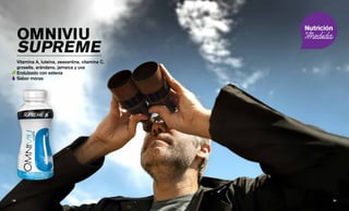 OMNIVIU
SUPREME
Vitamina A, luteína, zeaxantina, vitamina C,
grosella, arándano, jamaica y uva
Endulzado con estevia
Sabor moras
55 || 54
 