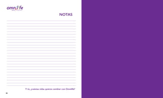 NOTAS
Y tú, ¿cuántas vidas quieres cambiar con Omnilife?
| 88
 