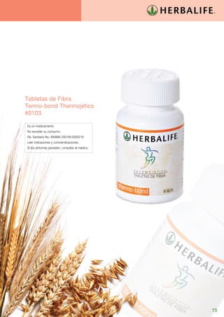 Tabletas de Fibra
Termo-bond Thermojetics		
#0103

Es un medicamento.
No exceder su consumo.
Re. Sanitario No. INVIMA 2001M-0000216
Leer indicaciones y contraindicaciones.
Si los síntomas persisten, consultar al médico.




                                                  15
 