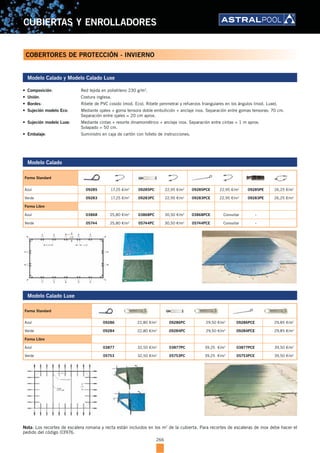 Catálogo de las tarifas Astral Pool