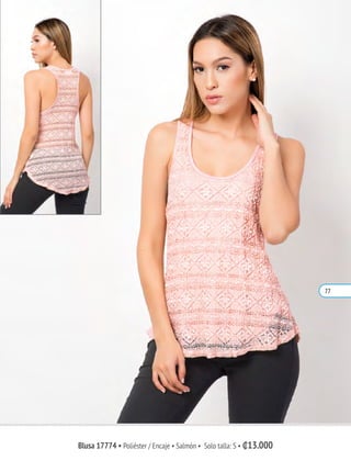 Blusa 17774 • Poliéster / Encaje • Salmón • Solo talla: S • ₡13.000
77
 