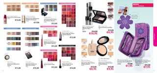 24916
Porcelain

24917
Fair
Nude

24918
Nude
Pink

24921
Natural
Beige

24922
Light
Ivory

24924
Warm
Sand

EverLasting Foundation
Bases de Cor EverLasting
30 ml.

€15,00

Nutre e hidrata

Efeito proﬁssional, tons perfeitos

24328
Light
Ivory

24329
Natural
Beige

24330
Golden
Beige

24327
Porcelain

24331
Dark
Beige

Oriﬂame Ecobeauty
Hydrating Foundation
Bases de Cor Hidratantes
Oriﬂame Ecobeauty
30 ml.

€17,00

Cor cremosa e duradoura

22918
Smoky
Black

22919
Smoky
Brown

22920
Bronzed
Taupe

22526
Blossom
Petal

22527
Pink
Passion

22921
Sheer
Purple

22922
Shimmering
Green

22923
Royal
Blue

22529
Cranberry
Blush

22530
Clover
Haze

22532
Pink
Lady

22534
Warm
Peach

22536
Coral
Wave

22537
Red
Copper

22538
Garnet
Attraction

22540
Red
Devotion

22541
Daring
Red

22542
Irresistible
Red

22543
Total
Nude

22545
Beige
Wonder

22546
Summer
Tan

22549
Maiden
Fawn

22550
Chestnut
Glory

22552
Violet
Fairy

22553
Purple
Haze

Oriﬂame Beauty
Colour Pro Eye Shadow Trio
Trios de Sombras Colour
Pro Oriﬂame Beauty
2 ,7 g.

€13,00

Acabamento ultrabrilhante
Perfeição mate-pérola!
22589
Champagne
Pearl

22590
Pink
Shimmer

Todos os tons em voga!

Última apresentação!
22632
Nude
Bronze

22591
Taupe
Metal

22595
Sparkling
Forest

22596
Asphalt
Black
24809 Sand & Green

23867
Shimmering
White

23868
Pearly
Gold

23869
Earthy
Brown

22633
Soft
Coral

22634
Red
Ovation

22635
Trendy
Berry

24808 Nude & Grey
22592
Silver
Grey

22636
Soft
Pink

Oriﬂame Beauty
Powershine Lip Gloss
Brilhos de Lábios Power
Shine Oriﬂame Beauty
5 ml.

€13,00

24810 Midnight & Pink
26663
Light
Blue

26664
Sheer
Lavender

26665
Copper
Plum

Cor intensa, brilho soberbo!
26904
Beige
Dew

€11,00

46

€15,00

26906
Peach
Sensation

26908
Drop of
Fuchsia

26909
Liquid
Red

26910
Glossy
Berry

Pure Colour
Eye Shadow Palette
Paleta de Sombras de
Olhos Pure Colour
4, 8 g.

26905
Rose
Elixir

26907
Melting
Pink

Pure Colour
Mono Eye Shadow
Sombras de Olhos Pure
Colour
1, 5 g.

NOVO

22528
Pink
Mayﬂower

26911
Brown
Fusion

Colour Drop Lipstick
Batons Colour Drop
2 g.

€12,00

Oriﬂame Beauty
Wonder Colour Lipstick
Batons Wonder Colour
Oriﬂame Beauty
4 g.

EDIÇÃO LIMITADA

26667
Brown/Beige

26668
Purple/Pink

Cada “pétala”
é removível como
lima de unhas


26669
Grey/Ice



 2FX Over Black Mascara
Máscara de Pestanas
2FX Over Black
8 ml.

26557



 Eye Shadow Duo
Duos de Sombras de Olhos
3 g.

€13,00

€16,00

€8,95

€10,95



maquilhagem

Acabamento perfeito e duradouro

€12,00
12809
Porcelain

Brilho cremoso e hidratante
22863
Nude
Suede

22864
Pink
Nude

22865
Pure
Berry

22866
Smoke
Red

22867
True
Coral

22868
Hot
Pink

22869
Moroccan
Pink

22870
Deep
Plum

22871
Dark
Berry
22872
Chocolate
Brown

Oriﬂame Beauty
Studio Artist Lipstick
Batons Studio Artist
Oriﬂame Beauty
4 g.

€14,00

23056
Light




12810
Natural Ivory

23057
Medium

12811
Natural Beige

23058
Dark

Última apresentação!
 Oriﬂame Beauty
Matte Control Foundation
Base de Cor Mate Control
Oriﬂame Beauty
30 ml.

€14,00

€8,95

 Oriﬂame Beauty
Studio Artist Pressed Powder
Pó Compacto Studio Artist
Oriﬂame Beauty
8 g.

€14,00

€9,95

 Purple Floral Nail File
Lima de Unhas Purple Floral
Dimensões: 7,5 x 7,5 x 0,5cm

27327

€3,00

€1,95

 Purple Floral Manicure Set
Kit de Manicure Purple Floral
Níquel Testado. Dimensões:
11,8 x 6,5 x 2,5 cm

27326

€11,00

€7,95

47

 