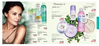 

Gel de Duche com grânulos
hidratantes
 Swedish Spa Refreshing Shower Gel
Gel de Duche Refrescante
Swedish Spa
200 ml.



€11,00

21876



Refresca, hidrata e suaviza
graças à Menta



 Swedish Spa
Refreshing Anti-perspirant 24h Deodorant
Deo Roll-On Antitranspirante e
Refrescante 24h Swedish Spa
50 ml.

23739



€8,00

O 1º do mundo!

€4,95

€6,95



GEL DE DUCHE SWEDISH SPA
O primeiro produto do mundo,
com formação de espuma, a
conter óleo de palma sustentável
com certiﬁcação RSPO (Round
Table for Sustainable Palm Oil,
em Português: Mesa Redonda
para o Óleo de Palma
Sustentável). Para mais
informações: www.rspo.org

Produto com
formação de
espuma
certiﬁcado RSPO

“A gama perfeita
para limpar,
puriﬁcar e hidratar
a sua pele!”


 Swedish Spa
Smoothing Face Scrub
Esfoliante Facial Suavizante
Swedish Spa
75 ml.

20371

€11,00
€7,95

 Swedish Spa
Purifying Face Mask
Máscara Facial Puriﬁcante
Swedish Spa
50 ml.

 Swedish Spa
Dual Action Face Cream
Creme de Rosto Dupla Ação
Swedish Spa
50 ml.

20372

23735

€11,00
€7,95

€18,00

Creme de Corpo para
revigorar a sua pele, deixando-a
magniﬁcamente suave

 Swedish Spa
Rebalancing Face Serum
Sérum Facial Equilibrante
Swedish Spa
40 ml.

 Swedish Spa
Hydrating Body Soufﬂé Cream
Creme Corporal Soufﬂé Hidratante
Swedish Spa
200 ml.

20373
98

 Swedish Spa
Stimulating Shower Gel
Gel de Duche Estimulante
Swedish Spa
200 ml.

18481

21875

€18,00
€12,95

€11,00

€13,00

€7,95

cuidados do corpo e capilares



“Momentos só
para si...”



Para esfoliar
delicadamente a pele!
 Natural Body Pad
Esponja Natural
14 cm.

11034

€4,00

€2,95

99

 