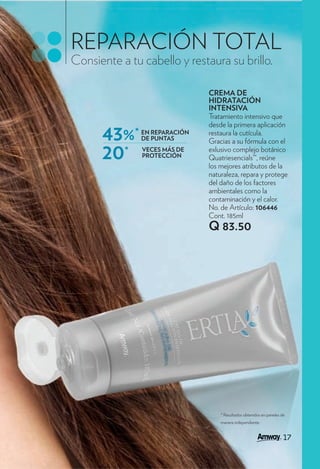REPARACIÓN TOTAL
Consiente a tu cabello y restaura su brillo.




                                               17
 