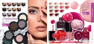 24425 GlossyTaupe
26257 Sheer Cream 20782 Nude Pink24423 Pastel Pink
26259 Ruby Pink26258 Red Classic
24424 Lavender Shimmer
20779 Baby Pink
22589
Champagne Pearl
22590
Pink Shimmer
22591
Taupe Metal
22592
Silver Grey
22595
Sparkling Forest
22596
Asphalt Black
23867
ShimmeringWhite
23868
Pearly Gold
23869
Earthy Brown
26663
Light Blue
26664
Sheer Lavender
26665
Copper Plum
Asphalt Black ShimmeringWhite
26663
Light Blue
26664
Sheer Lavender
24425 GlossyTaupe 26259 Ruby Pink26258 Red Classic
22592
Silver Grey
22595
Sparkling Forest
23868 23869
Pearly Gold Earthy Brown
26664
Sheer Lavender
2666526665
Copper PlumCopper Plum
22592 Silver Grey
22595Sparkling
Forest
22590 Pink
Shimmer
22591
TaupeMetal
23867 Shimmerin
gW
hite
2386
9
EarthyBrown
20788CoralRed
20783
Intense Pink
26
260BerryIntense
2
0779BabyPink
26261 Deep Plum26260 Berry Intense
26261DeepPlum
20788 Coral Red20783 Intense Pink20781 Clover Haze
20781CloverHaze
26259RubyPink
40
12TONSATUAIS
41
A Modelo está a usar: Sombras de Olhos Pure Colour 23867
Shimmering White, 22590 Pink Shimmer,Vernizes Oriﬂame Pure
Colour 20779 Baby Pink, 26260 Berry Intense.
Sombras de Olhos Pure Colour
1,5 g.
€11,00
Vernizes Oriﬂame
Pure Colour 8 ml.
€ 10,00
€5,95
€4,95
CADA:
13
CORES À ESCOLHA
PARA LOOKS
SENSACIONAIS!
CADA:
www.oriﬂame.ptMAQUILHAGEM
 