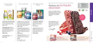 





 



6968
 Choco 25385
 Superbagas 25386
Com chocolate crocante:
• Cacau • Cevada • Flocos da Aveia
conhecidos pelas suas propriedades
energizantes e digestivas
Com superbagas:
• Romã • Açaí • Mirtilo
conhecidos pelas suas propriedades
antioxidantes e promotoras de saúde
BARRAS NATURAL BALANCE. SNACK SAUDÁVEL, RICO EM PROTEÍNAS.
3
fontes de proteínas
não OGM:
Soja, Ervilha e
Soro de Leite
 Complexo Nutritivo para Cabelo
e Unhas Previne a queda de cabelo e
fornece nutrientes essenciais para o cabelo
e unhas. O cabelo e as unhas revelam-se
fortalecidos. Tome 2 drageias uma vez por
dia, durante, pelo menos, três meses.
42 drageias x 730 mg.
23473 €24,95
 Ómega 3 Óleo de Peixe de elevada qualidade
com índice natural de Ómega 3 (DHA e EPA). Os
Ácidos Gordos Ómega 3 regulam funções essenciais
no corpo, alisam a pele e aumentam os níveis de
hidratação. Estudos indicam que melhora as funções
cerebrais e a saúde cardiovascular. Embalagem com
60 cápsulas (30 doses diárias). 60 unidades
15397 €17,95
 Multivitamínico e Mineral (para
crianças) WellnessKids Uma combinação de
13 Vitaminas e 8 Minerais para crianças com mais
de 4 anos. Drageias mastigáveis com sabor a
laranja. Crianças 4-9 anos devem tomar uma
drageia por dia. Crianças com mais de 10 anos
devem tomar duas drageias por dia.
21 drageias x 1,1 g.
22465 €13,95
 Ómega 3 (para crianças) WellnessKids
Óleo de Peixe Ómega 3 com sabor a limão. Contém
os ácidos gordos essenciais necessários para o
crescimento e desenvolvimento normal das
crianças. Para crianças a partir de 3 anos. 105 ml.
22467 €17,95
 Colher WellnessKids Uma prática
colher de plástico que leva 5 ml.
25054 €2,95
 Multivitamínico e Mineral essentials Um
produto unissexo de elevada qualidade, e que
oferece uma combinação equilibrada de 12 vitaminas
e 10 minerais, especialmente formulado para uma
toma diária para qualquer pessoa com 14 anos ou
mais. Tome 1 – 2 drageias por dia com a refeição.
60 unidades
27039 €14,95
 Complexo Sueco de Beleza Plus
Contém astaxantina e extrato de mirtilo
que protegem a beleza natural da pele e
melhoram o desempenho muscular e a
saúde cardiovascular. 30 doses diárias.
30 unidades
25414 €26,95
Multivitamínico e Mineral Duas combinações
equilibradas de vitaminas e minerais: uma
especialmente formulada para as necessidades
diárias das mulheres e outra para os homens.
60 drageias
€17,95
 Woman 22794 (para mulher)
 Man 22795 (para homem)
As rotinas saudáveis
começam cedo
O seu regime de beleza
Wellness
Para uma saúde diária
Repletas de NUTRIÇÃO
DELICIOSA!
O que torna as Barras Natural
Balance tão saudáveis é a riqueza
dos ingredientes nutricionais
equilibrados e de qualidade
superior. APENAS
150
CALORIAS
www.oriﬂame.ptWELLNESS
Barras Natural Balance Barras 100%
naturais e saudáveis, em dois deliciosos
sabores. Desenvolvidas com elevado teor
de proteínas e ﬁbras, e baixo IG (Índice
Glicémico) para lhe proporcionarem uma
energia saudável. Cada embalagem contém
7 barras. 280 g (7 x 40 g).
€15,95
 