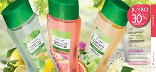 


128
400 ml
CADA:
Champô
 23708 Champô para Cabelo
Oleoso com Urtiga e Limão
Nature Secrets
 24398 Champô Anticaspa
com Bardana e Toranja Nature
Secrets
 26446 Champô para Cabelo
Normal com Flor de Sabugueiro
e Maçã Nature Secrets
€8,00 €5,45
129
www.oriﬂame.ptPROMOÇÃO
Sabia que?
É muito comum o cabelo ﬁcar mais
oleoso durante os meses de verão –
principalmente porque transpira mais.
Poderá evitar a oleosidade, apanhando o
cabelo, de forma a não transpirar tanto.
Em alternativa, opte por um champô
para cabelos oleosos,como o Champô
com Urtiga e Limão Nature Secrets!
JUMBO
+ DE
30%
DESCONTO
400 ml
 