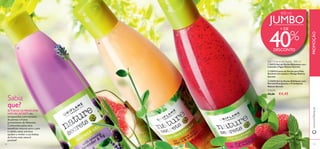 


130
400 mlGel / Creme de Duche
 24212 Gel de Duche Relaxante com
Lavanda e Figos Nature Secrets
 22674 Creme de Duche para Pele
Sensível com Jojoba e Manga Nature
Secrets
 22670 Gel de Duche Esfoliante com
Hortelã Energizante e Framboesa
Nature Secrets
€8,00 €4,45
CADA:
131
www.oriﬂame.ptPROMOÇÃO
JUMBO
Sabia
que?
TODOS OS PRODUTOS
NATURE SECRETS são
enriquecidos com extratos
de plantas e frutos
provenientes da Natureza.
Conhecidos pelos seus
benefícios naturais para a pele
e cabelo,estes extratos
ajudam a revelar a sua beleza
da forma mais natural
possível!
+ DE
40%
DESCONTO
400 ml
 