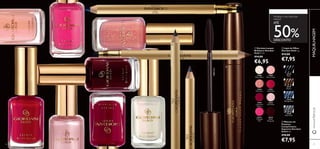 ቢ Vernizes Lacque
Brilliance Giordani
Gold 11 ml.
€14,00
€6,95
ቤ Máscara de
Pestanas
Comprimento
Supremo Giordani
Gold 8 ml.
€18,00
€7,95
ባ Lápis de Olhos
Giordani Gold 1 g.
€14,00
€7,95
ቢ
Brilliance Giordani
Gold
€14,00
€6,95
MAQUILHAGEM
22738
Black
22739
Brown
23438
Midnight Blue
23440
Onyx Grey
27088
Misty White
27090
Pink Carat
27092
Lacquered
Cherry
27091
Royal Red
27089
Pearly Nude
30413
Satin Rose
30415
Noble
Burgundy
30414
Tempting
Pink
ATÉ
50%DESCONTO
Atualize o seu look por
menos!
36 37
www.oriﬂame.pt
ቢ
ባ
ቤ
24097Black
 