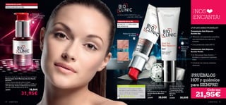 PROBLEMA DE LA PIEL

MANCHAS EN LA PIEL                                                                                                      


                                            Reduce la
                                                                                                                                    
                                                                                                                                                                                   ¡NOS
                                                                                                                                                                                   ENCANTA!
                                            hiperpigmentación   LA SOLUCIÓN DEFINITIVA para
                                            y uniﬁca el tono              UNA PIEL IMPECABLE
                                            de piel
                                                                PROBLEMA DE LA PIEL

                                                                ROJECES Y CAPILARES
                                                                DILATADOS
                                                                                                                                                                                ¿POR QUÉ DEBES PROBARLOS?
                                                                                                                                                                                Tratamiento Anti-Rojeces
                                                                          Reduce las rojeces                                                                                    Acción Día
                                                                                  al instante
                                                                                                                                                                                • ¡Fórmula con pigmentos amarillos
                                                                                                                                                                                  que neutralizan las rojeces al
                                                                                                                                                                                  instante!
                                                                                                                                                                                • Con protección solar SPF15.
                                                                                                                                                                  Reduces las
                                                                                                                                                                  rojeces al    Tratamiento Anti-Rojeces
                                                                ANTES
                                                                                                                                                                  instante.
                                                                                                                                                                                Acción Noche
                                                                                                                                                                                • Su Tecnología Vaso-Active+™
                                                                                                                                                                                  fortalece y repara los capilares
                                                                                                                                                                                  rotos.
                                                                DESPUÉS
                                                                                                                                                                                • Combate las rojeces mientras
                                                                                                                                                                                  duermes.




Bioclinic Fade Away Active Essence Night
                                                                                                                                                                                ¡PRUÉBALOS
Restaurador Anti-Manchas Acción Noche
Bioclinic
Crema concentrada que reduce la hiper-
                                                                                                                                                                                HOY y quiérelos
pigmentación a nivel celular y equilibra y uniﬁca el
tono de la piel. Reduce visiblemente las manchas
oscuras tras 8 semanas de uso 30 ml.
                                                                 TU OPINIÓN*                                             Bioclinic Red Away        Bioclinic Soft Tint        para SIEMPRE!
                                                                                                                        Dynamic Skin Recover       Red Reductor Day
24191                                  38,00€                     Me encanta su textura ligera, el efecto
                                                                  que deja en la piel es fantástico. y siento           Night                      Tratamiento Anti-                                 Cada una
                          31,95€                                                                                                                                                      21,95€
                                                                  que mis rojeces han disminuído. ¡Si tienes            Tratamiento Anti-Rojeces   Rojeces Acción Día
                                                                  rojeces, no lo dudes y pruébalo!                      Acción Noche Bioclinic     Bioclinic
                                                                                                           Ma r t a ,   30 ml.                     30 ml.

                                                                    *59 valoraciones alrededor del mundo
                                                                                                           España
                                                                                                                        22449        38,00€        22454         38,00€
42   cuidado facial                                                                                                                                                                                   cuidado facial   43
 