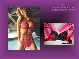 MOD9) PUSH UP EMBROIDED BRA EN COLOR NEGRO CON ROJO 