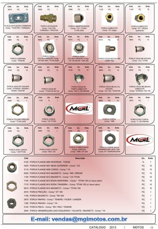 Lista de Produtos - MGL Motos | PDF