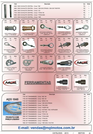 Lista de Produtos - MGL Motos | PPT