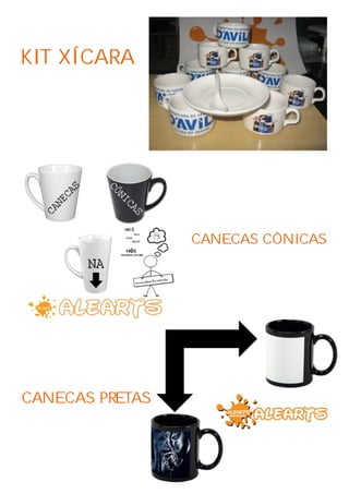 KIT XÍCARA




                 CANECAS CÔNICAS




CANECAS PRETAS
 