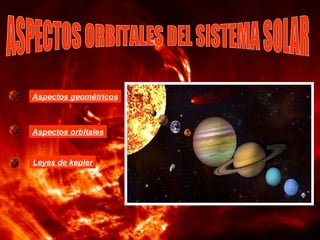 ASPECTOS ORBITALES DEL SISTEMA SOLAR Aspectos geométricos Aspectos orbitales Leyes de kepler 