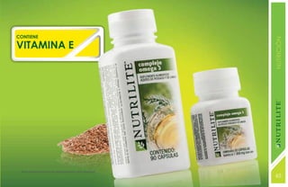 CONTIENE




                                                    NUTRICIÓN
VITAMINA E




 Este producto no es un medicamento, haz deporte.
                                                    65
                                                    131
 