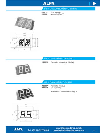 37
I
IPD II GG NUMÉRICO SERIAL
I100697
I100724
Vermelho (GNSV)
Azul (GNSA)
• Desenho + dimensões na pág. 38
IPD II GG ALFANUMÉRICO SERIAL
I100726
I100699
Azul (GASA)
Vermelho (GASV)
IPD II GG NUMÉRICO BINÁRIO
I100631 Vermelho – reposição (GNBV)
 