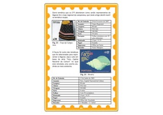 Outra temática que os CTT abordaram como sendo representativa do
Algarve foi o trajo regional da camponesa, que neste artigo decidi inserir
na temática roupas.

                                Dt. de Emissão     28 de Fevereiro de 2007
                                Assunto            Trajes Regionais
                                Largura            40 mm
                                Altura             30,6 mm
                                Tiragem            380 000
                                Série              10 selos
                                Formato            Folhas miniatura com 10
                                                   selos diferentes
                                Denteado           13 por 13,75
Fig. 22 – Traje da Campo-       Papel              Esmalte
nesa                            Impressor          Offset na Cartor
                                Desenho            Vasco Marques

A fauna foi outra das temáticas
que foi selecionadas para repre-
sentar o Algarve, veja o selo em
baixo da série “Faro, Capital
Nacional da Cultura” no qual
está retratada uma concha alu-
dindo ao meio ambiente.



                                   Fig. 23 – Bivalve
Dt. de Emissão                     15 de Junho de 2005
Assunto                            Faro, Capital Nacional da Cultura
Largura                            40 mm
Altura                             30,6 mm
Tiragem                            250 000
Série                              4 selos
Folhas                             Com 50 exemplares
Denteado                           14 por 14,25
Papel                              Esmalte
Impressor                          Offset Joh. Enschéde
Desenho                            J. Brandão / T. Cabral


                                   21
 